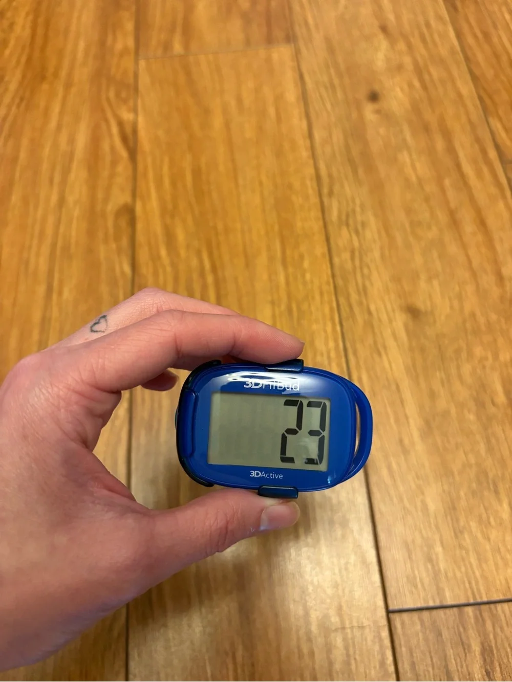 Blue Pedometer 3D FitBud easy handheld step counter